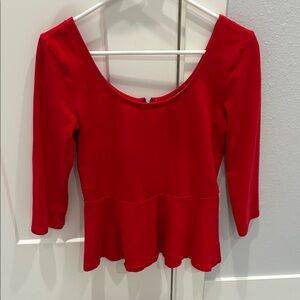 Express Red Peplum Scoop Neck Top